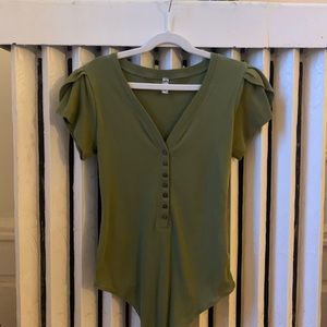 Free People Army Green Bodysuit